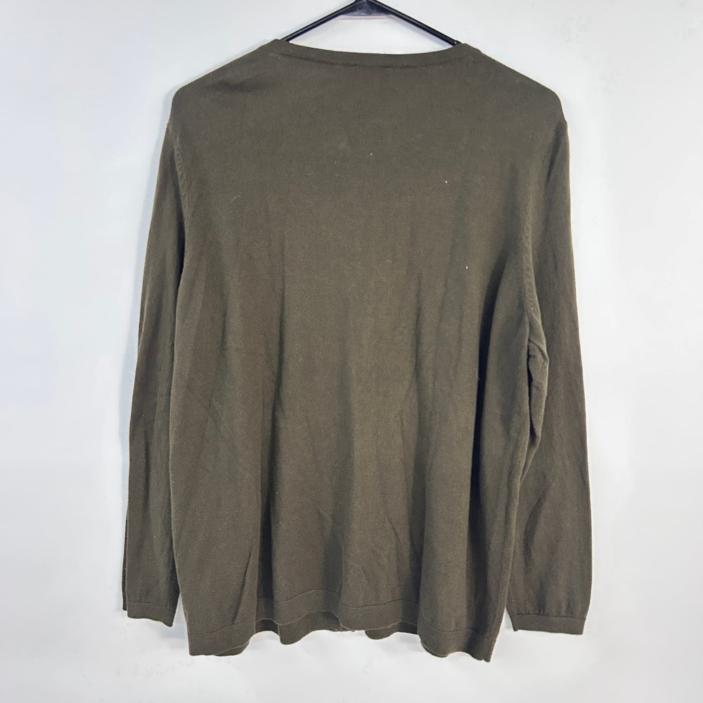 Talbots Olive Cashmere Blend Cardigan 2X Minimalist Capsule Wardrobe Sweater - Picture 7 of 9